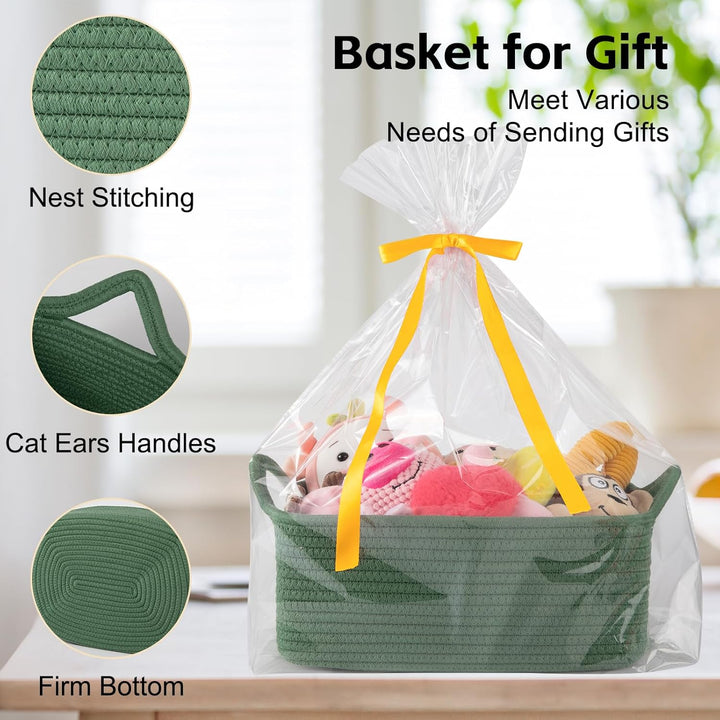 OIAHOMY Green Christmas Gift Bin Birthday Gift Basket - Oiahomy