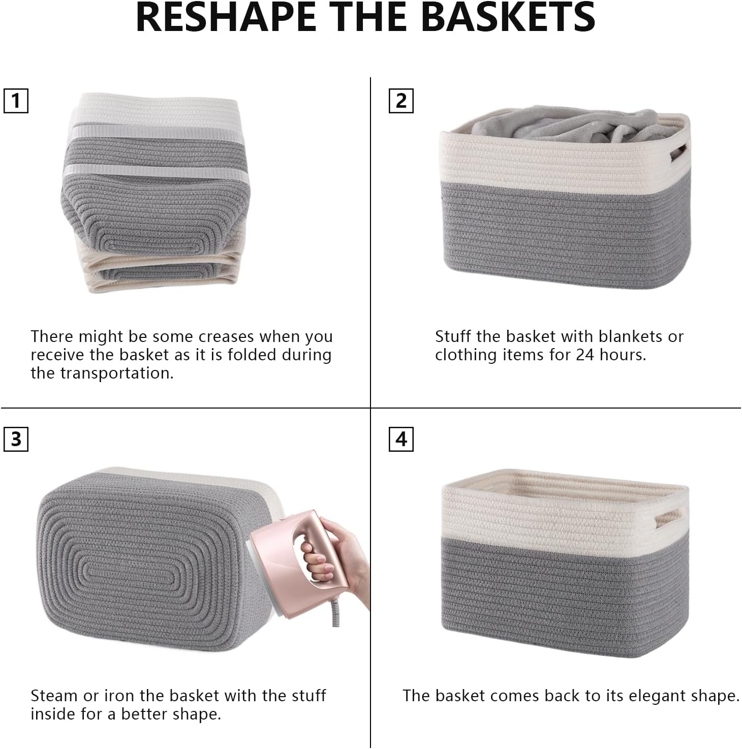 OIAHOMY 4 Pack Durable Basket Toy Storage Bins - Oiahomy