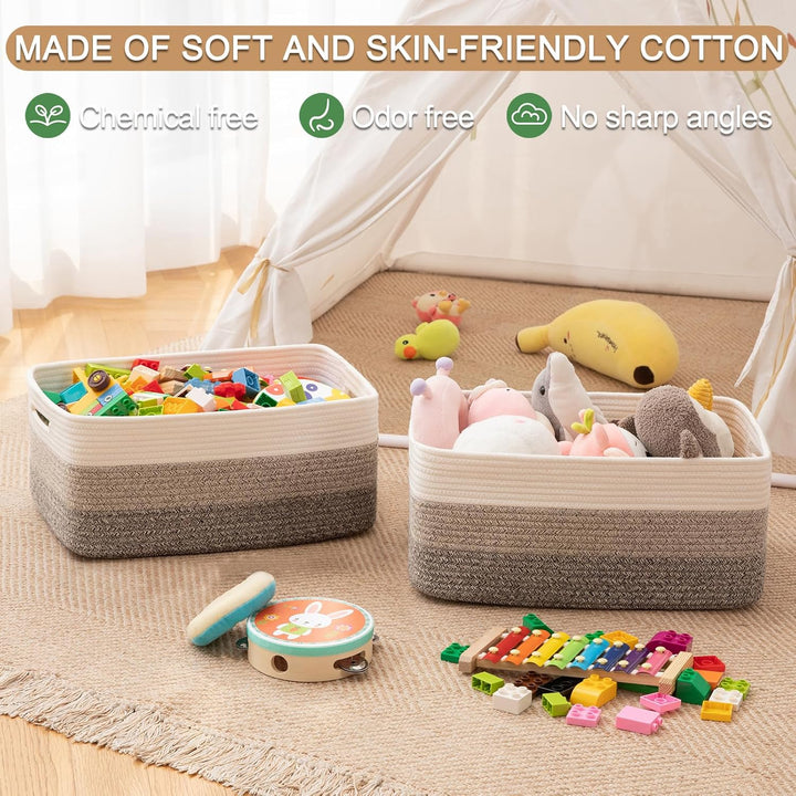 OIAHOMY 2 Pack Woven Toy Organizer Bins - Oiahomy