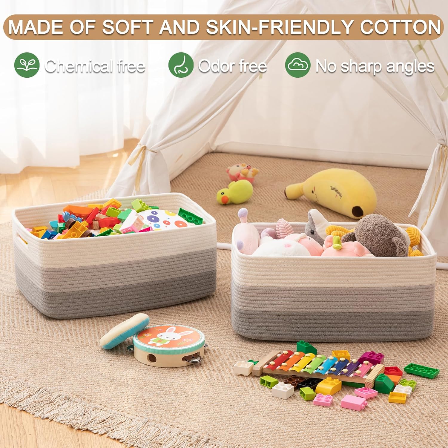 OIAHOMY 2 Pack Woven Toy Organizer Bins - Oiahomy