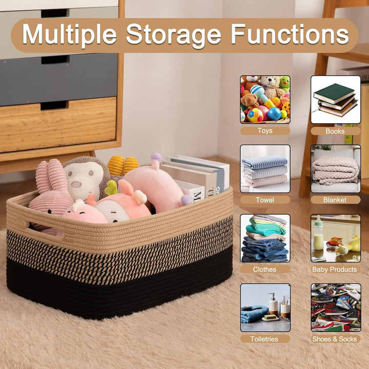 OIAHOMY 2 Pack Woven Toy Organizer Bins - Oiahomy