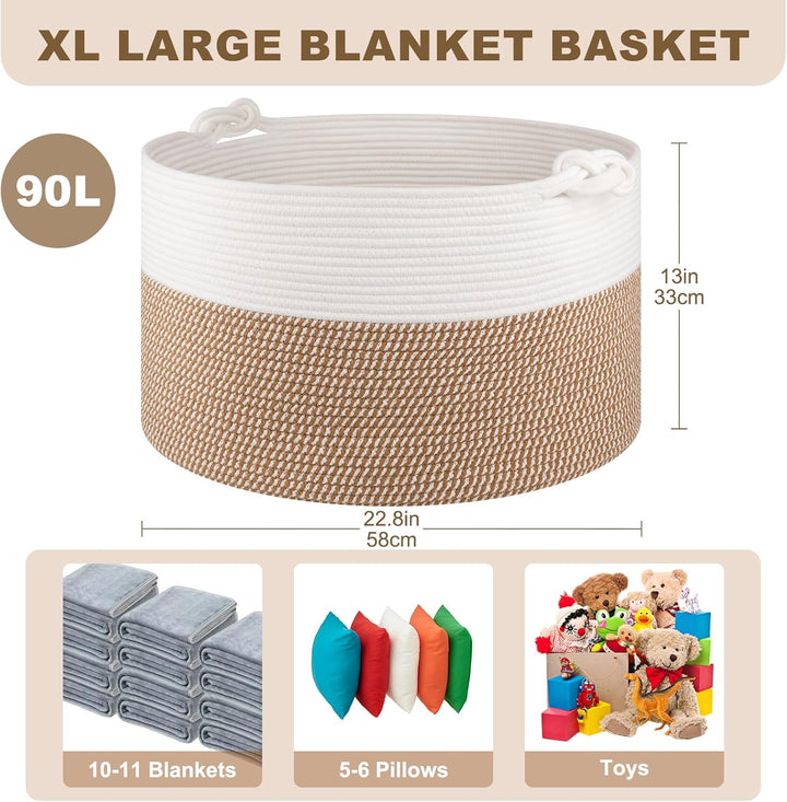 OIAHOMY Durable Home Organizer Cotton Rope Basket - Oiahomy