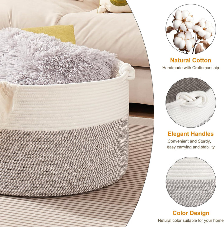 OIAHOMY Durable Home Organizer Cotton Rope Basket - Oiahomy