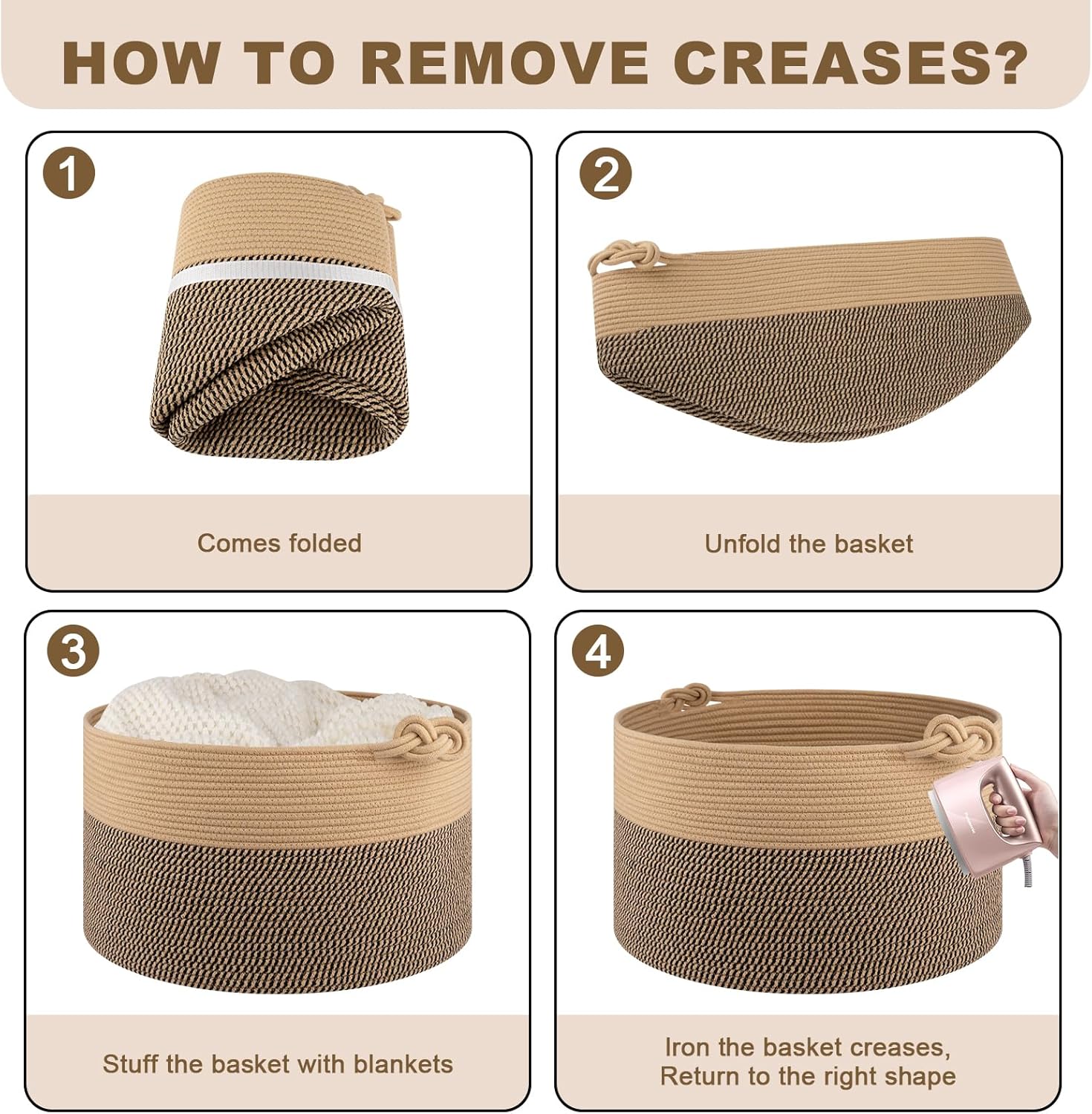 OIAHOMY Durable Home Organizer Cotton Rope Basket - Oiahomy