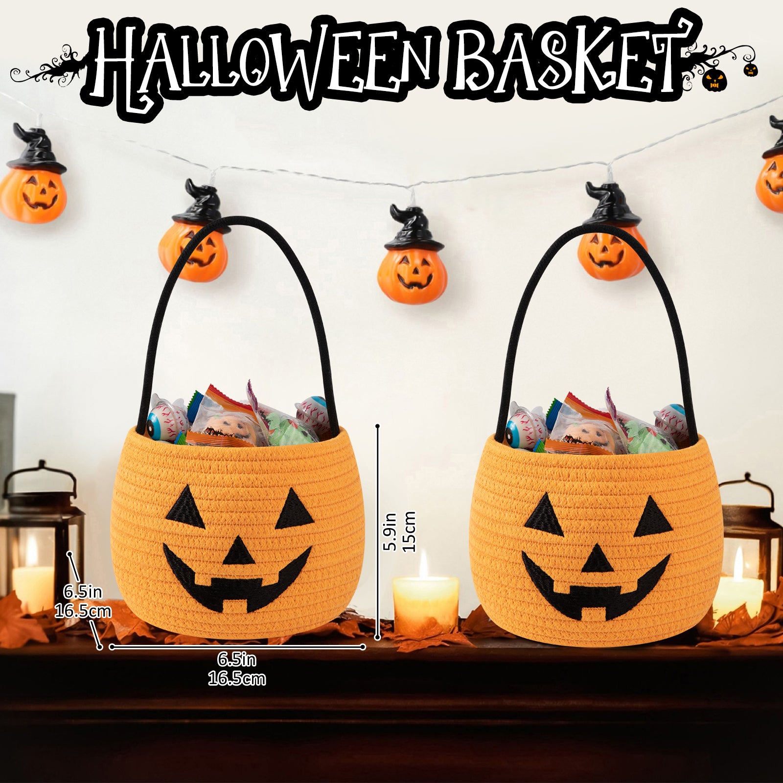 2 Pack Halloween Pumpkin Basket