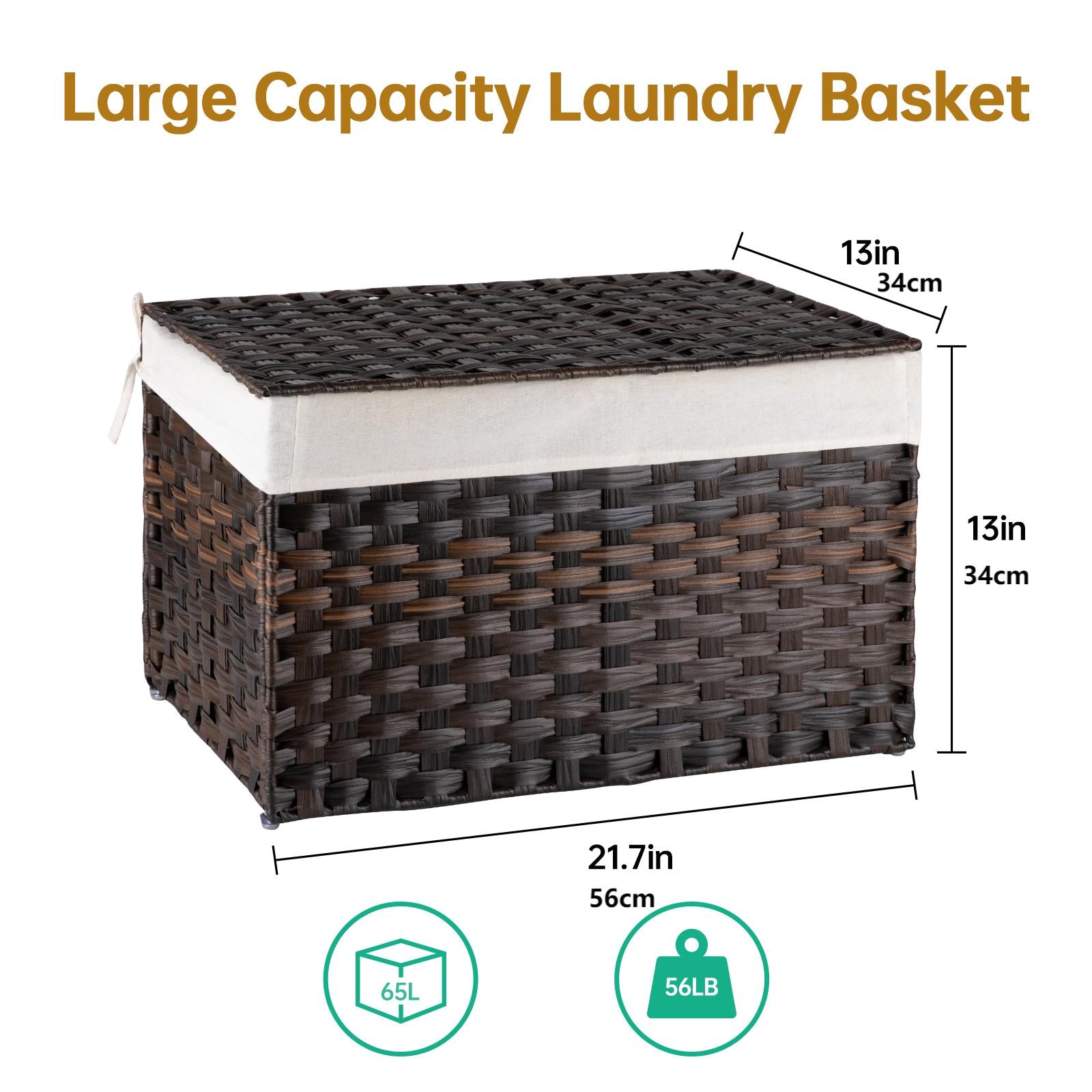 21.7"L x 13"W x 13"H Wicker Laundry Baskets