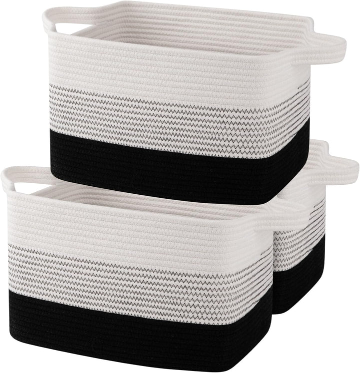 13"x9.9"x8.7" 3 Pack Cotton Rope Storage Basket Oiahomy Bins For Shelves