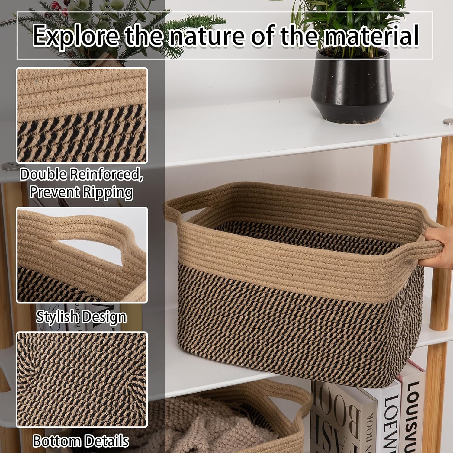 OIAHOMY Toy Storage Bin Woven Basket with Handles - Oiahomy 