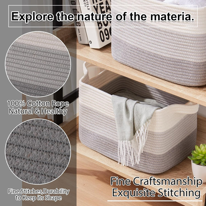 OIAHOMY Woven Baskets Storage Bins Set with Handles - Oiahomy 