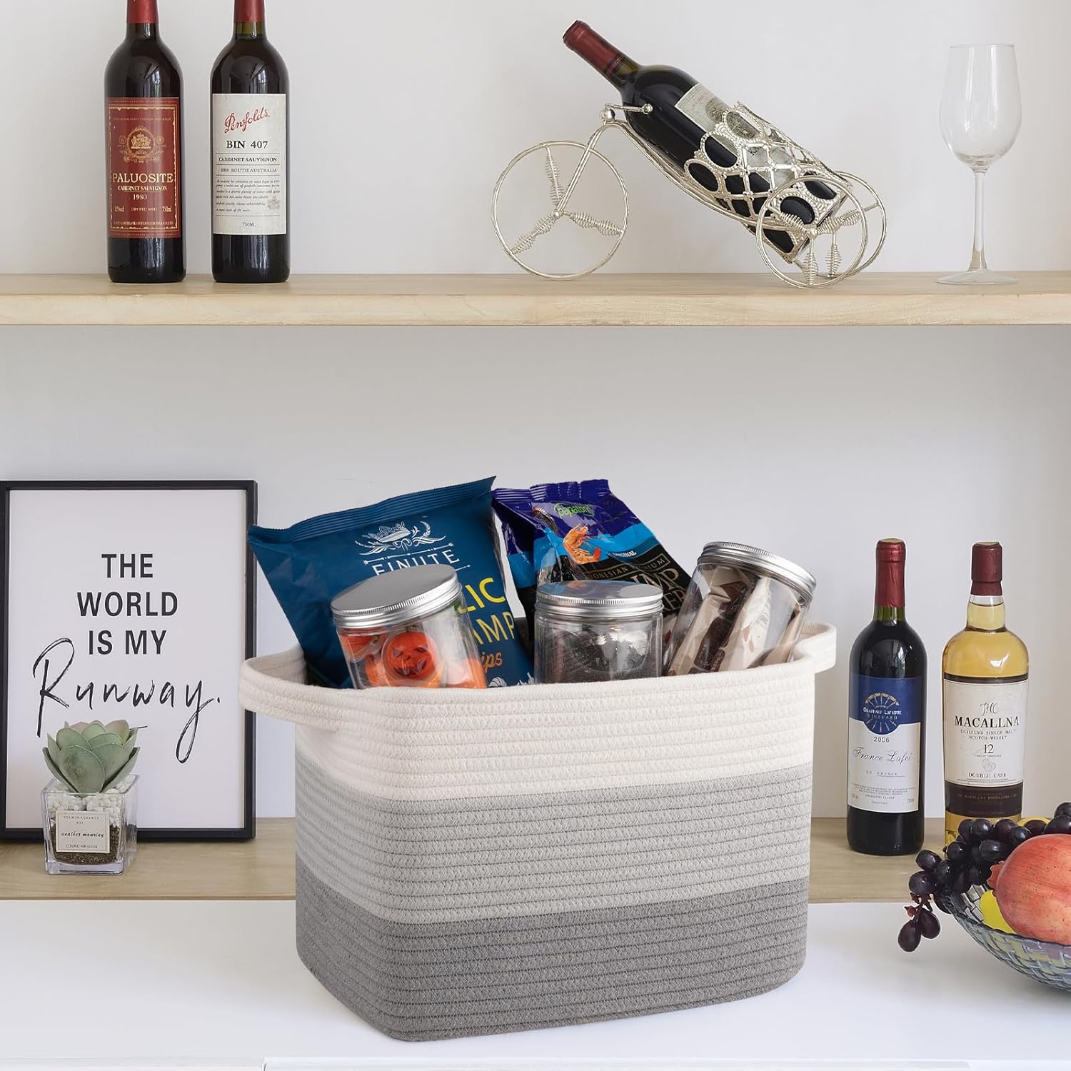 OIAHOMY Woven Baskets Storage Bins Set with Handles - Oiahomy 