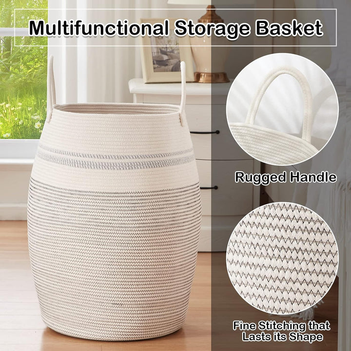 OIAHOMY Large Woven Basket For Blankets - Oiahomy 