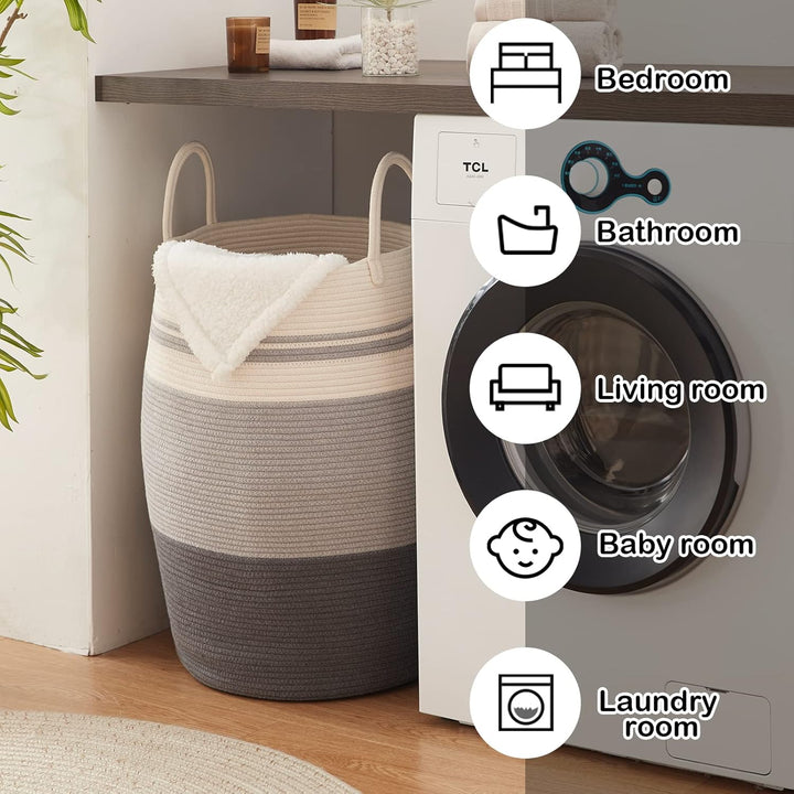 OIAHOMY Large Woven Basket For Blankets - Oiahomy 