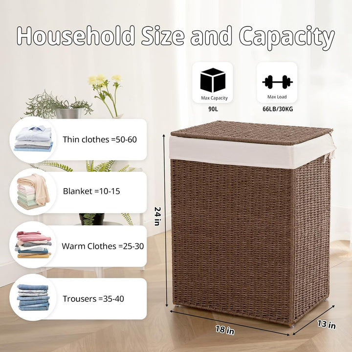 OIAHOMY Foldable Woven Paper Rope Basket Wicker Hamper - Oiahomy 