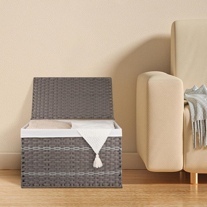 OIAHOMY Waterproof Synthetic Wicker Hamper With Lid - Oiahomy 