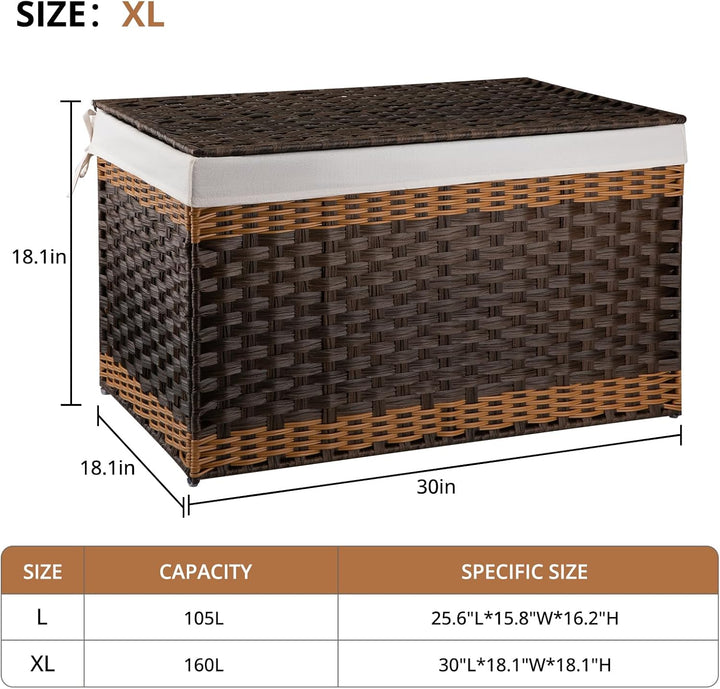 OIAHOMY Waterproof Synthetic Wicker Hamper With Lid - Oiahomy 