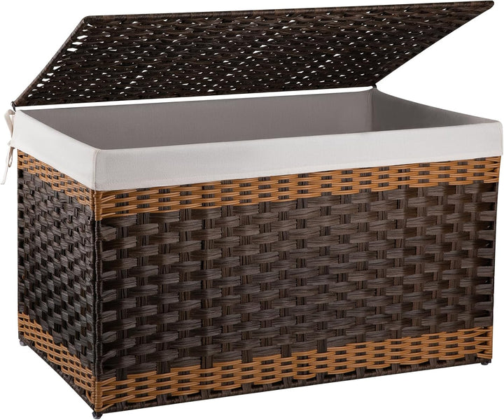OIAHOMY Waterproof Synthetic Wicker Hamper With Lid - Oiahomy 