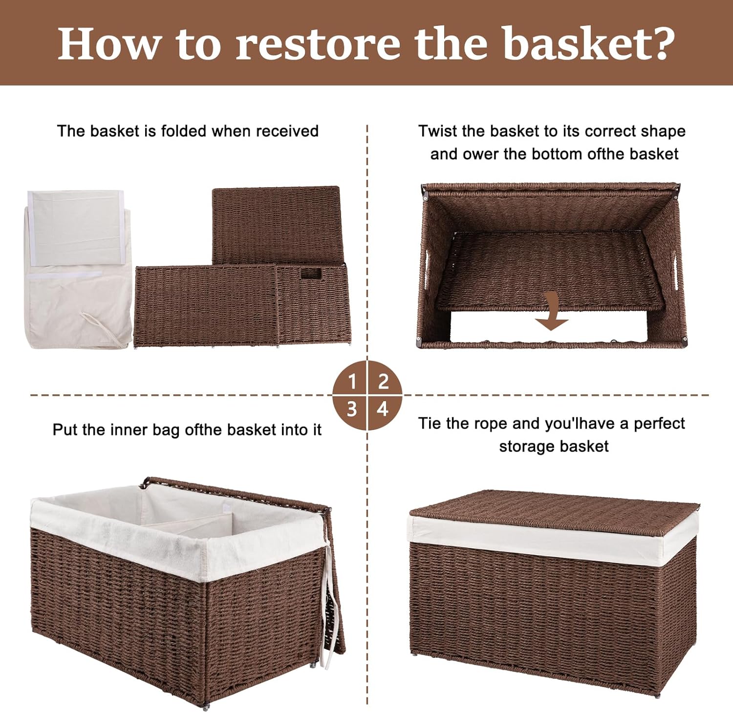 OIAHOMY 105L Blanket Basket with Removable Separated Liner Bag - Oiahomy 