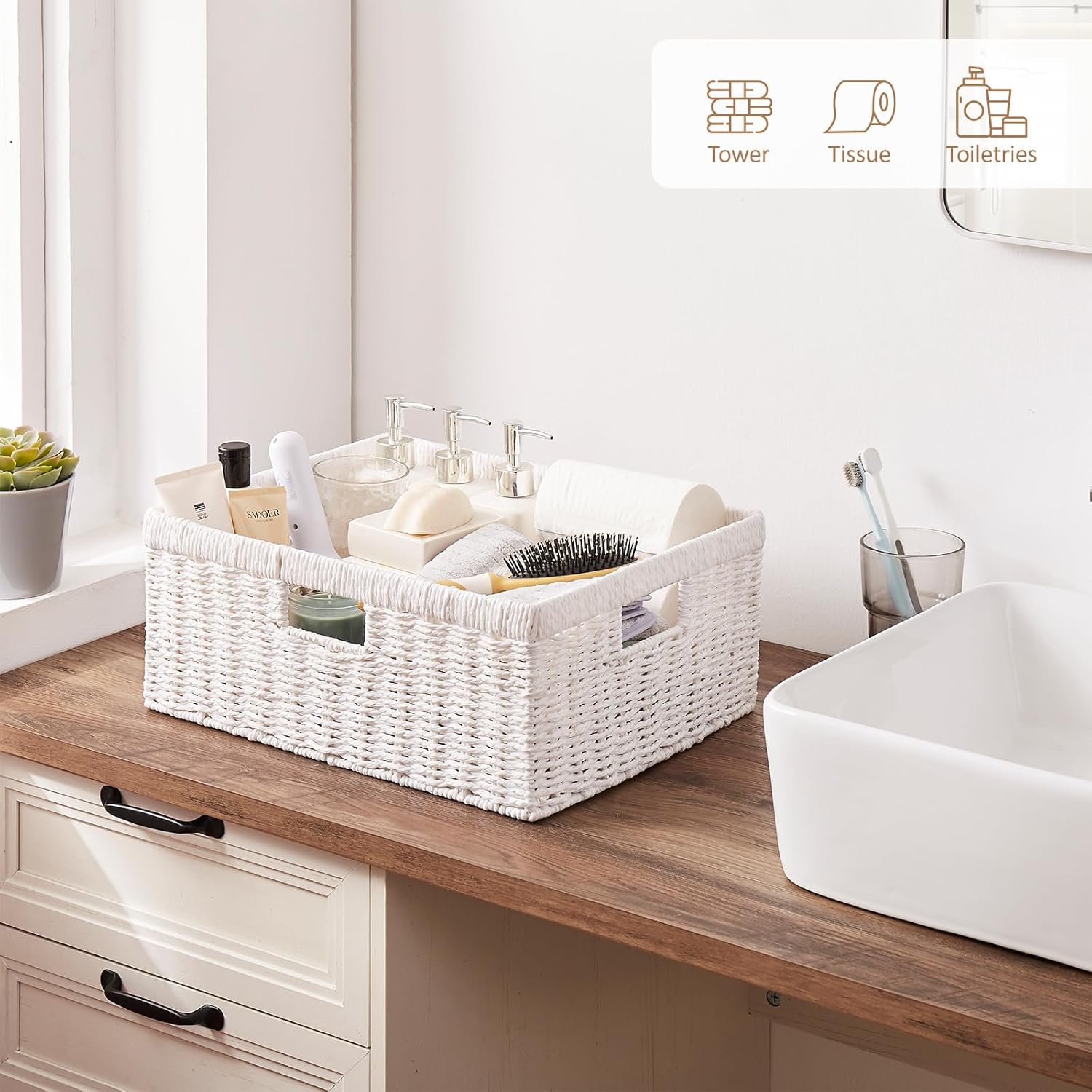 OIAHOMY Kitchen Basket Wicker Skin Care Storage Basket - Oiahomy 