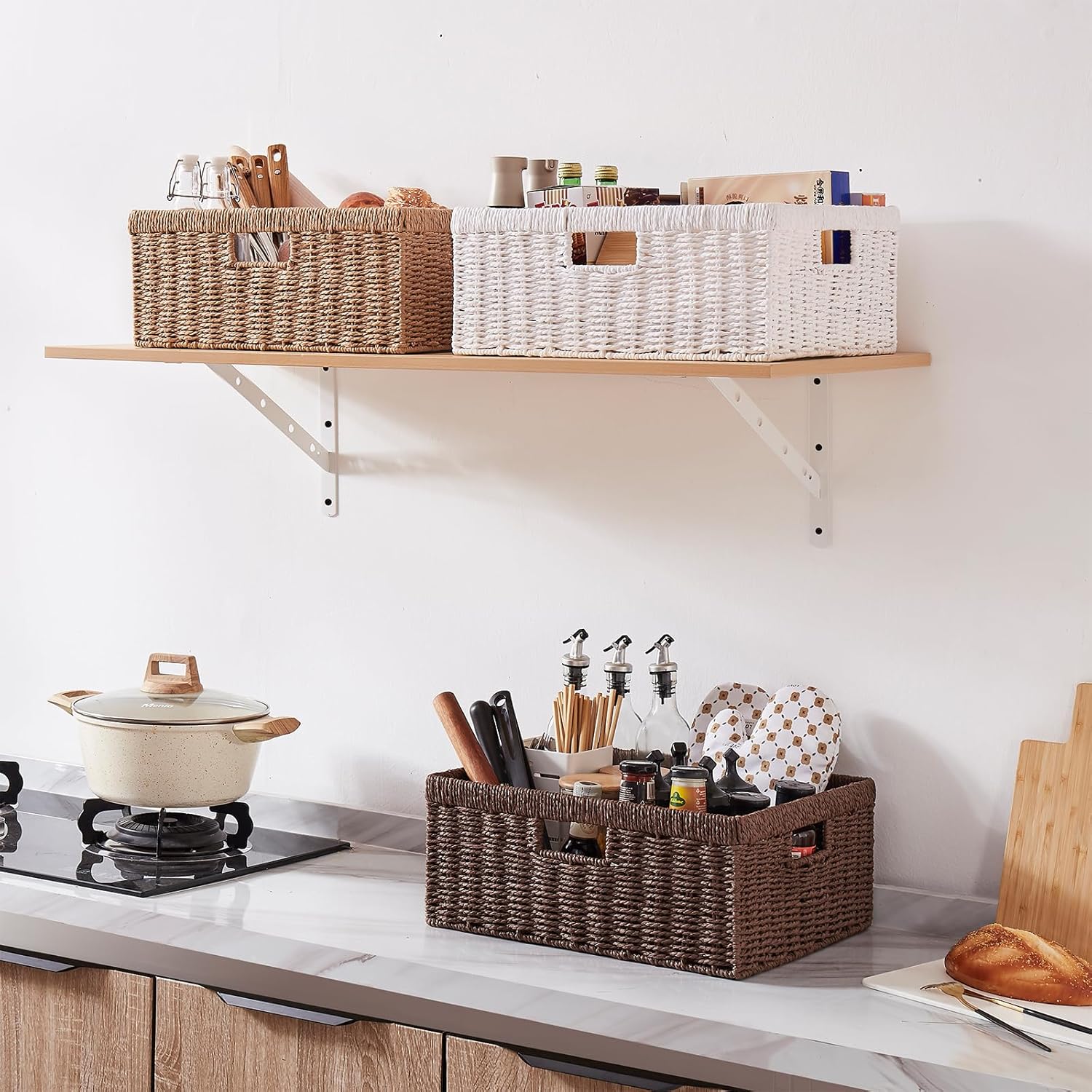 OIAHOMY Kitchen Basket Wicker Skin Care Storage Basket - Oiahomy 