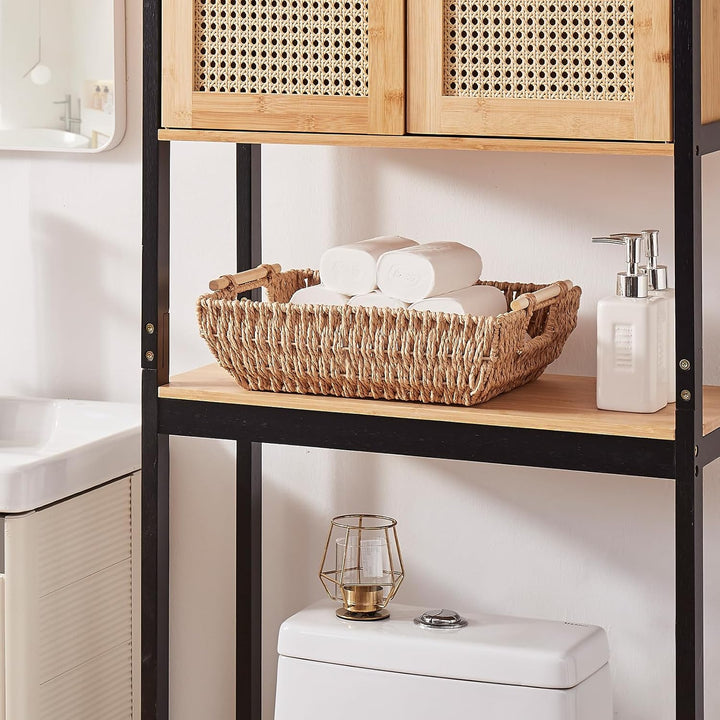 OIAHOMY 2 Pack Paper Rope Wicker Organizers Basket with Wooden Handles - Oiahomy 