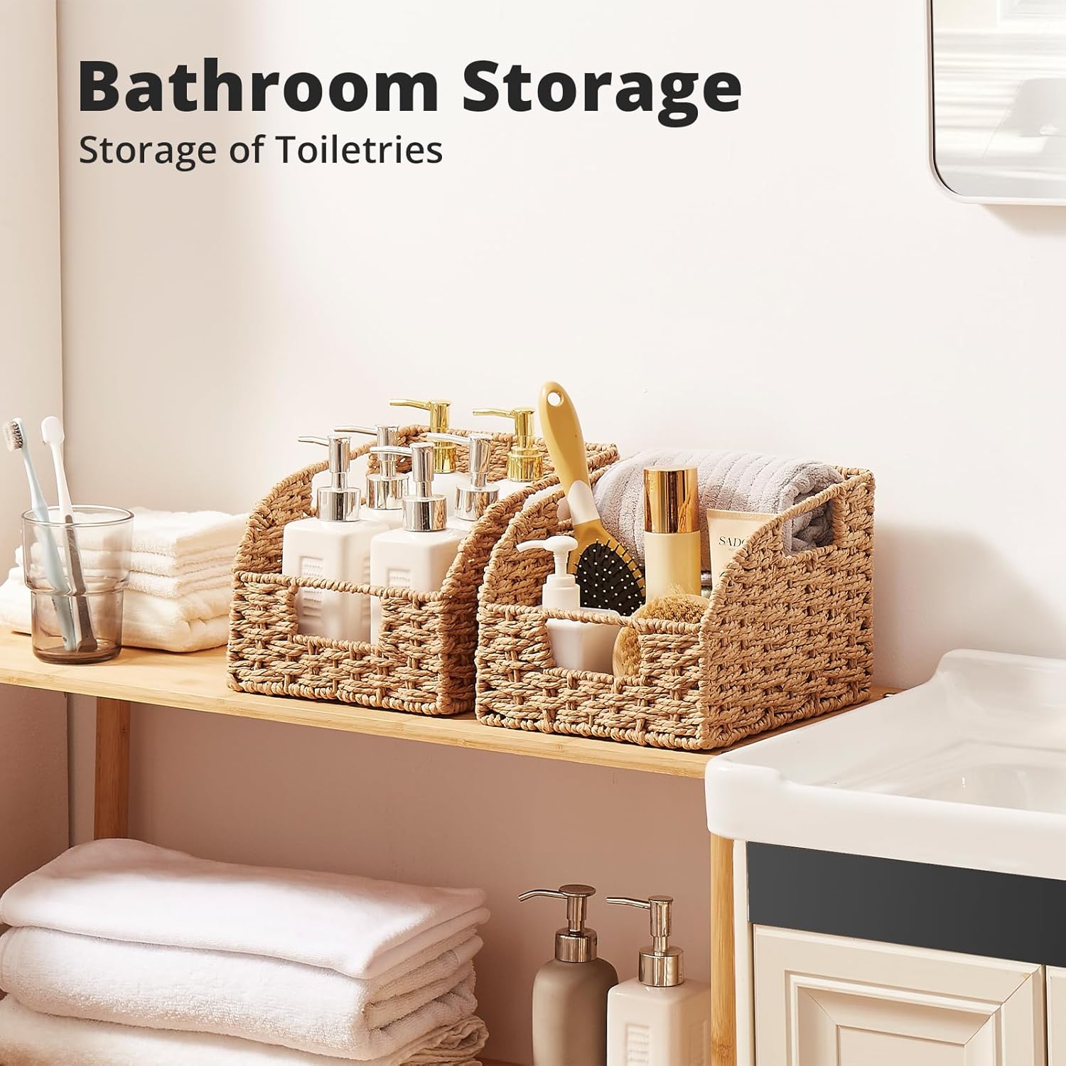 OIAHOMY 2-Pack Wicker Storage Bins Pantry Baskets for Organizing - Oiahomy 