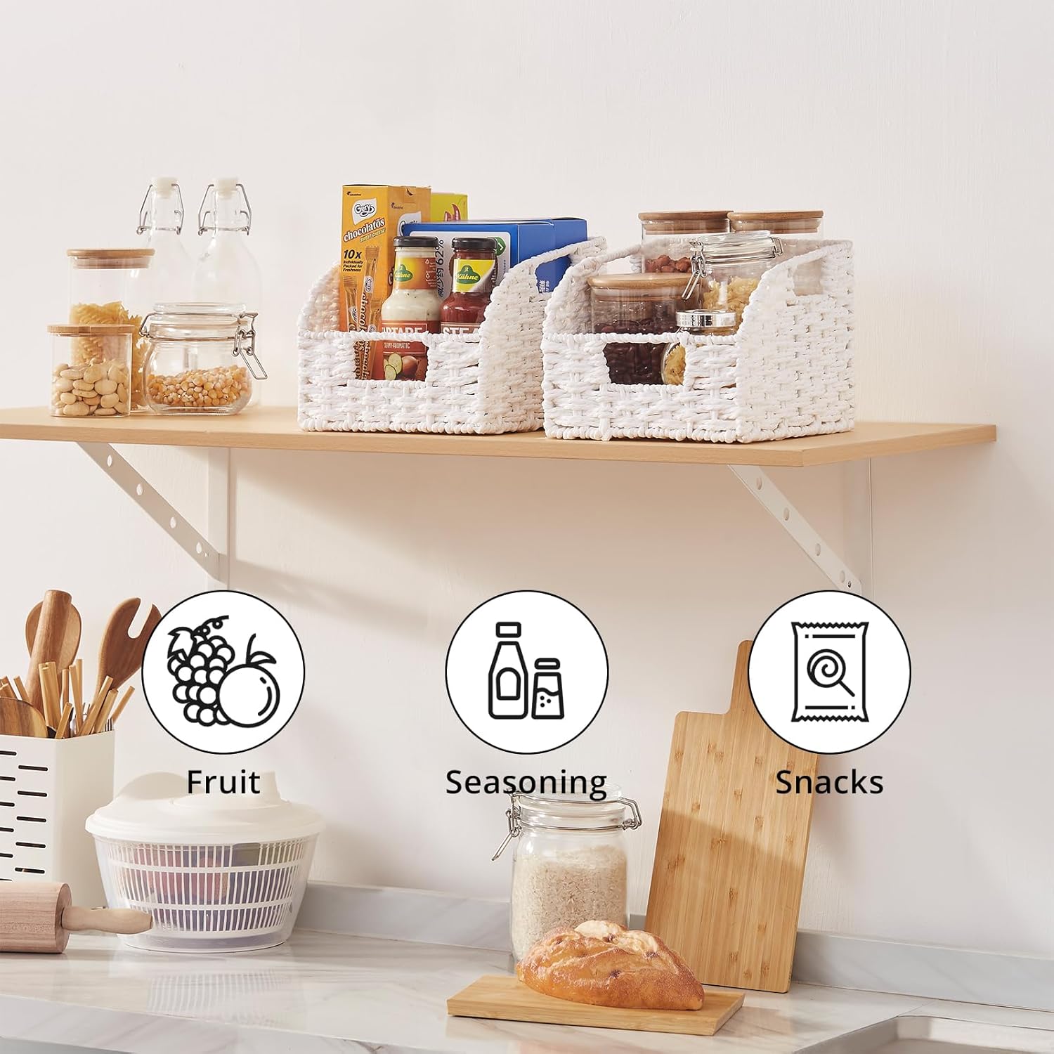 OIAHOMY 2-Pack Wicker Storage Bins Pantry Baskets for Organizing - Oiahomy 