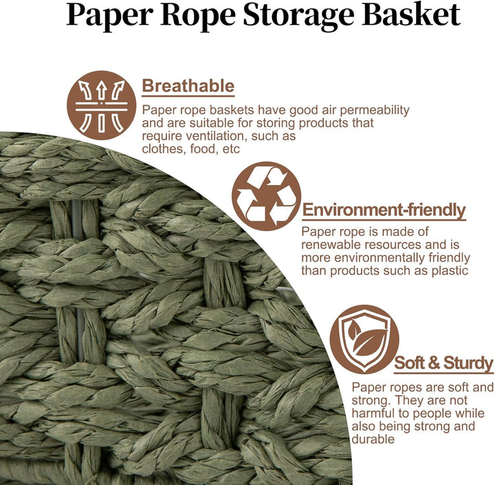 OIAHOMY 2 Pack Wicker Bin Home Organizer Storage Basket - Oiahomy 