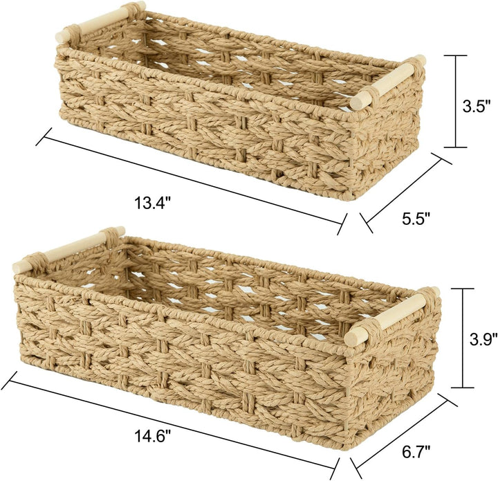 OIAHOMY 2 Pack Wicker Bin Home Organizer Storage Basket - Oiahomy 