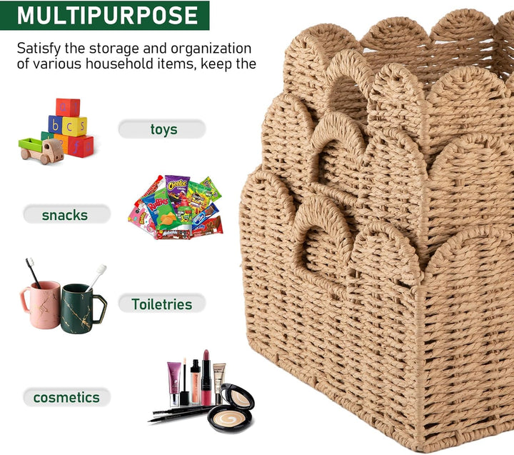 OIAHOMY 3 Packs Home Decorative Bookshelf Organization Cosmetic Storage Basket - Oiahomy 