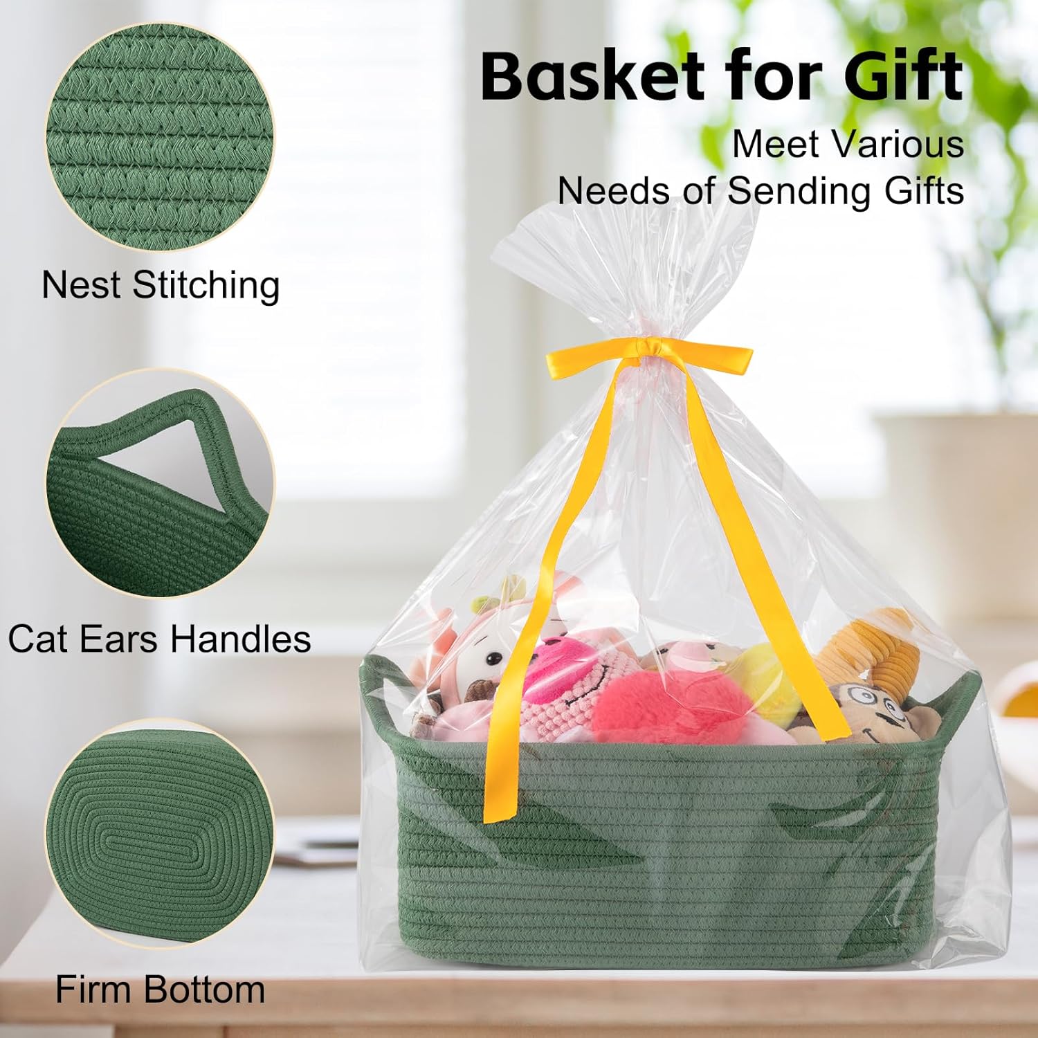 OIAHOMY Green Christmas Gift Bin Birthday Gift Basket - Oiahomy 