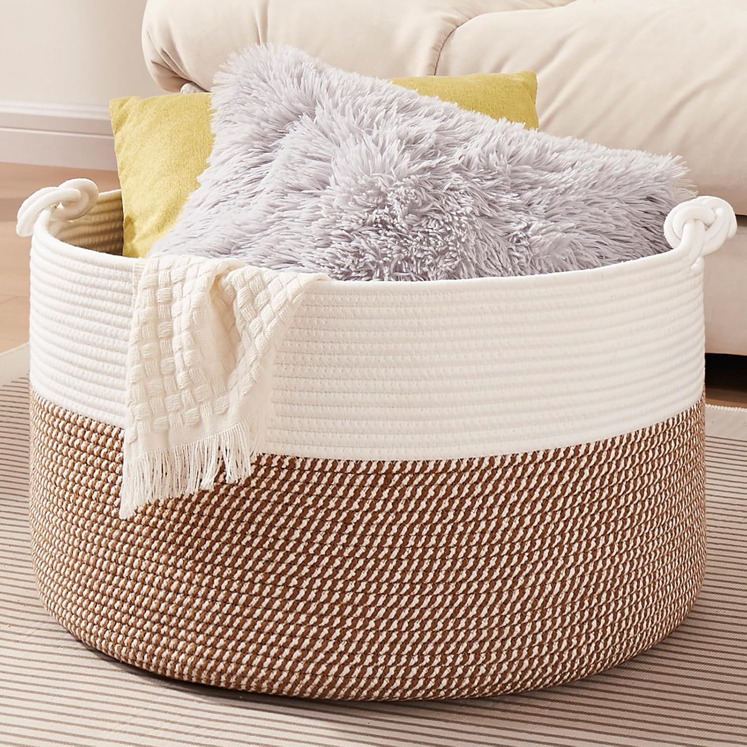 OIAHOMY Durable Home Organizer Cotton Rope Basket - Oiahomy 