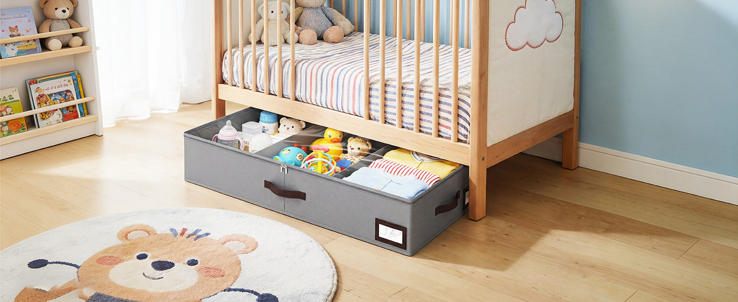 OIAHOMY 2 Pack 6 Inch High Under Bed Storage Containers with Adjustable Dividers