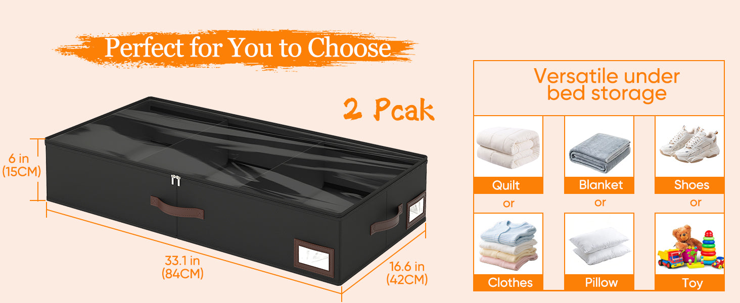 OIAHOMY 2 Pack 6 Inch High Under Bed Storage Containers with Adjustable Dividers