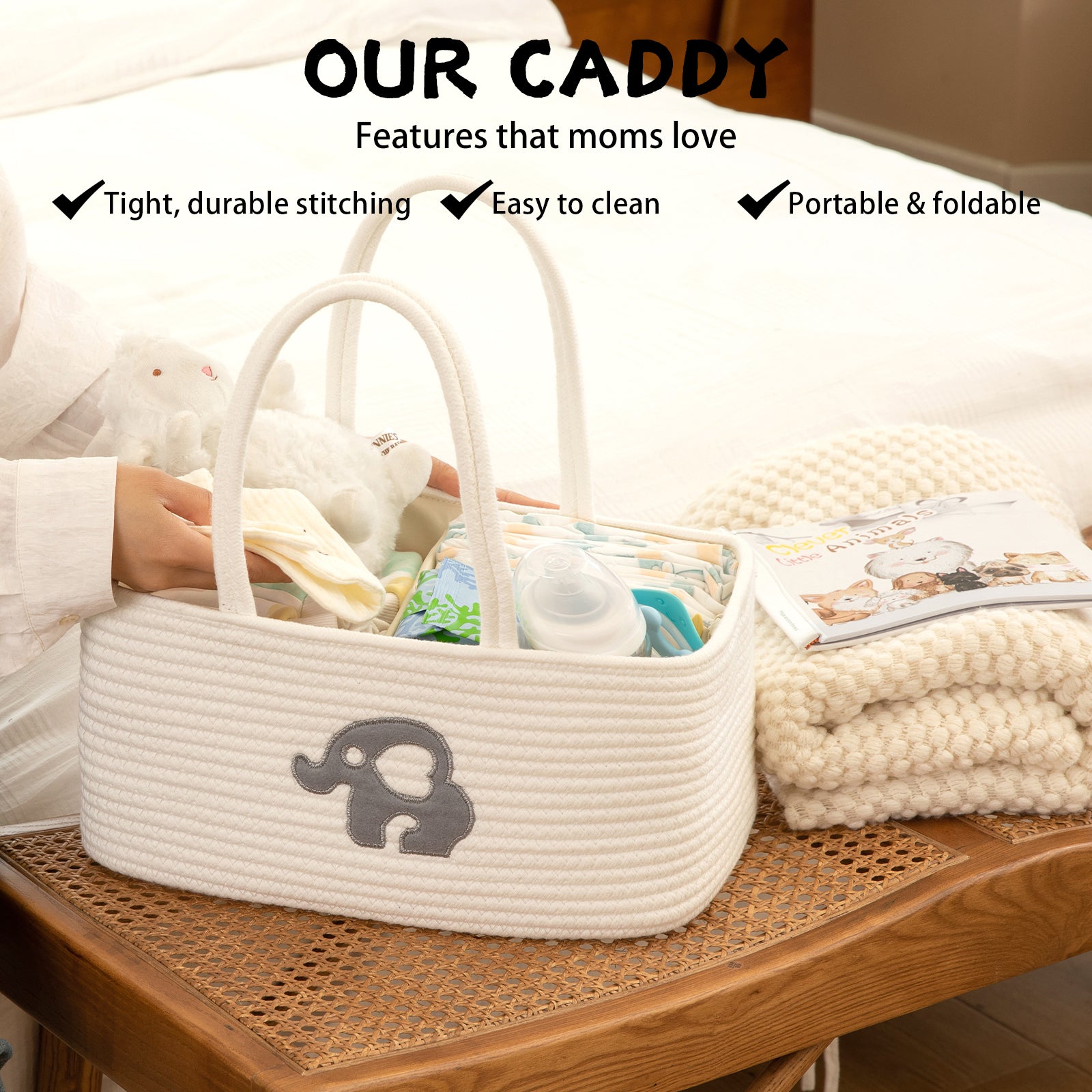 Portable Baby Diaper Caddy Organizer Nursery Storage Bin