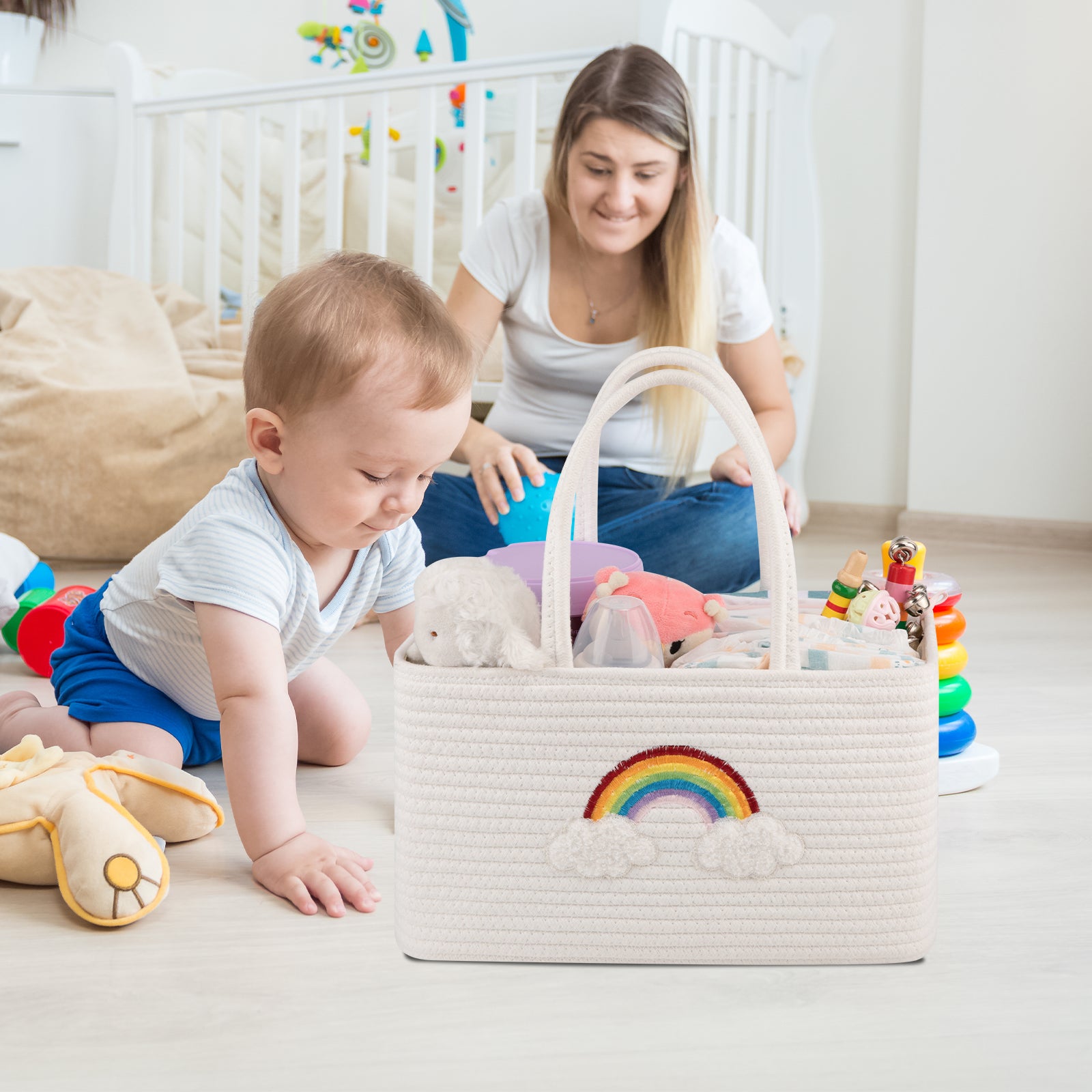 Large Portable Baby Diaper Caddy Organizer