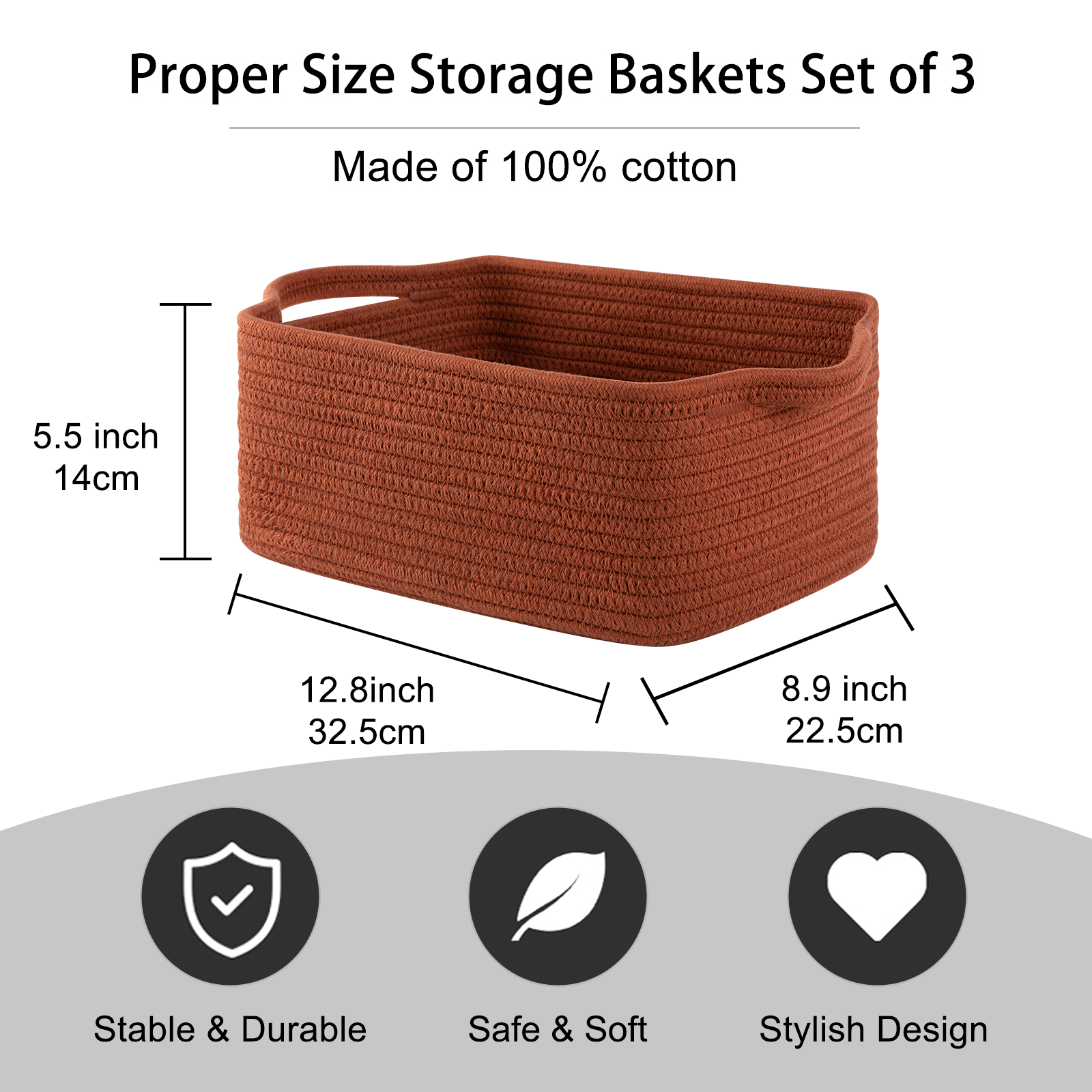 3 Pack Cotton Rope Baskets